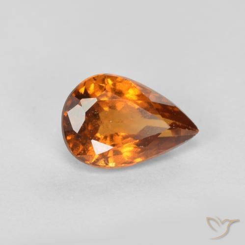granada hessonita Laranja Profundo Natural 0.74ct, Formato de pêra, VS-SI