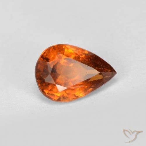 granada hessonita Laranja Profundo Natural 0.78ct, Formato de pêra, VS-SI
