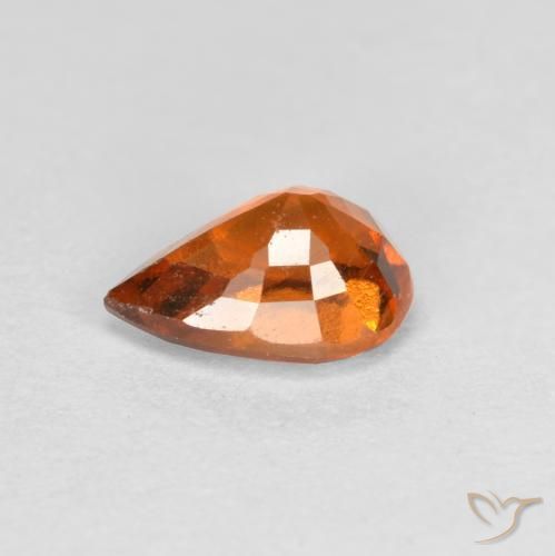 granada hessonita Laranja Profundo Natural 0.78ct, Formato de pêra, VS-SI