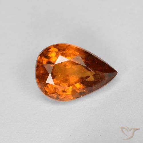 0.78ct Natural Laranja médio-escuro granada hessonita, Formato de pêra, VS-SI