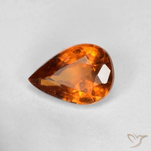 granada hessonita Laranja médio-escuro Natural 0.78ct, Formato de pêra, VS-SI