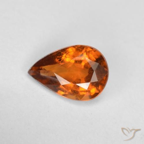 0.70ct Natural Laranja Profundo granada hessonita, Formato de pêra, VS-SI