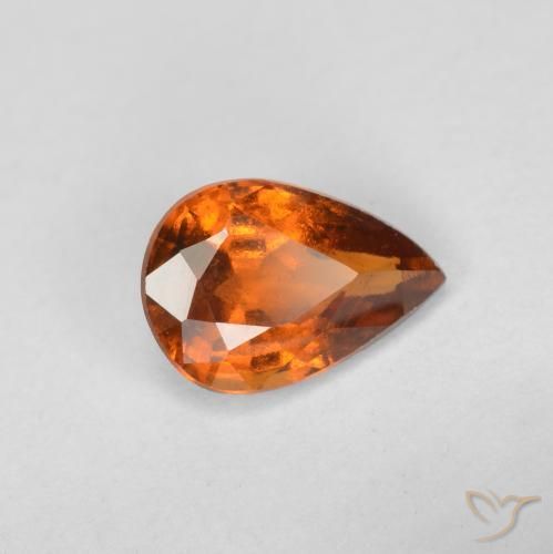 granada hessonita Laranja Profundo Natural 0.70ct, Formato de pêra, VS-SI