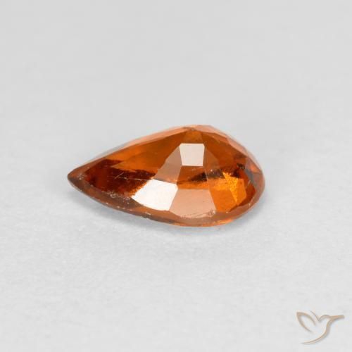 granada hessonita Laranja Profundo Natural 0.70ct, Formato de pêra, VS-SI