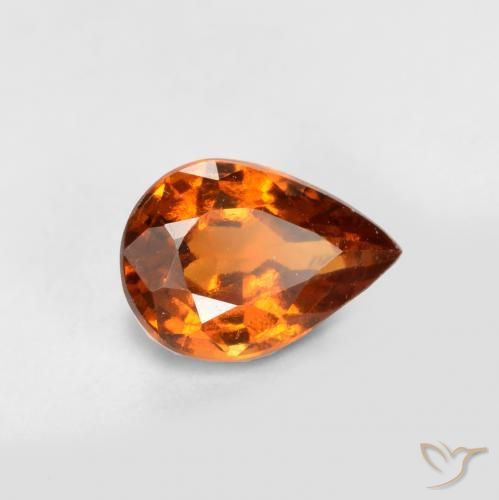 granada hessonita Laranja médio-escuro Natural 0.78ct, Formato de pêra, VS
