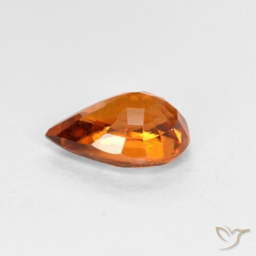 granada hessonita Laranja médio-escuro Natural 0.78ct, Formato de pêra, VS