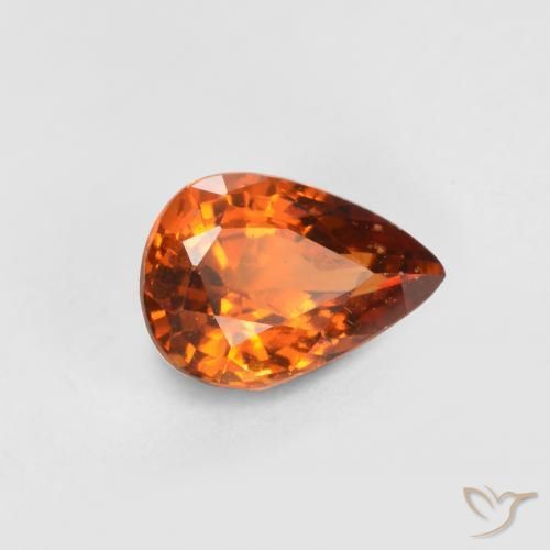 0.73ct Natural Laranja médio-escuro granada hessonita, Formato de pêra, VS-SI