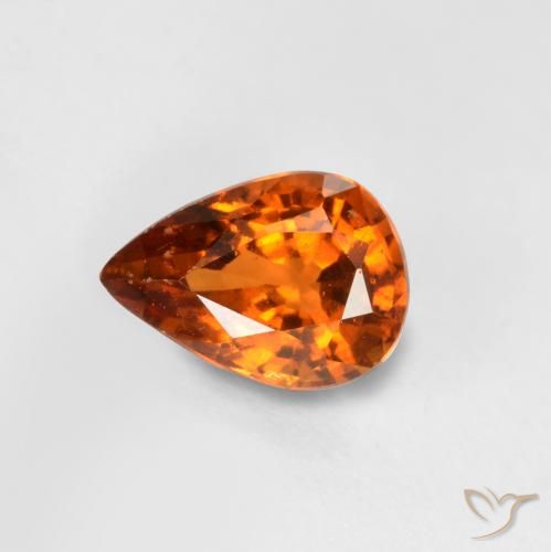 granada hessonita Laranja médio-escuro Natural 0.73ct, Formato de pêra, VS-SI