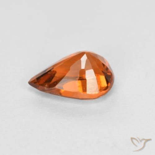 granada hessonita Laranja médio-escuro Natural 0.73ct, Formato de pêra, VS-SI