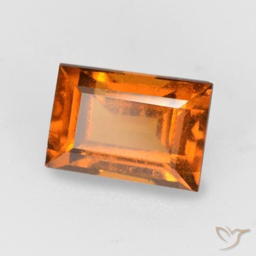 granada hessonita Laranja Profundo Natural 1.57ct, baguete, VS