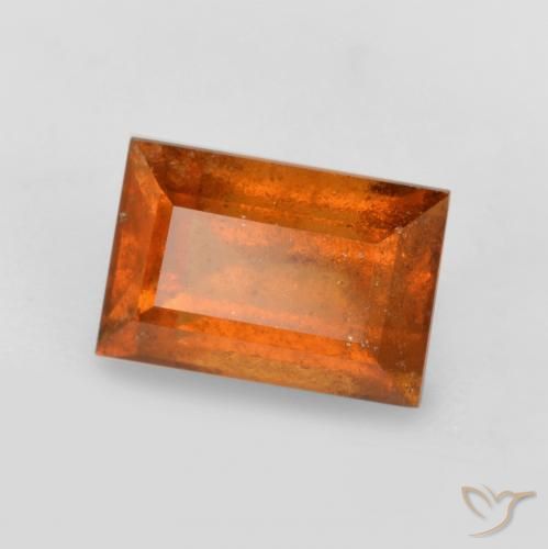 granada hessonita Laranja Profundo Natural 1.37ct, baguete, SI