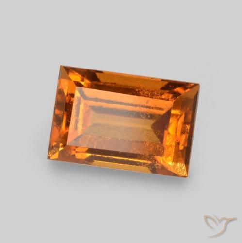 granada hessonita Laranja Profundo Natural 0.91ct, baguete, VS