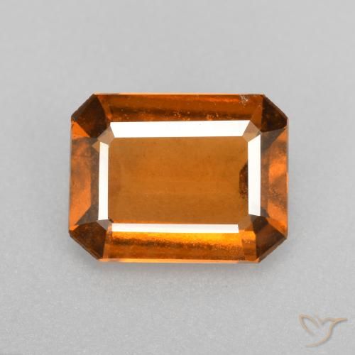 Granada hessonita laranja natural 1,98ct, corte esmeralda, VS-SI