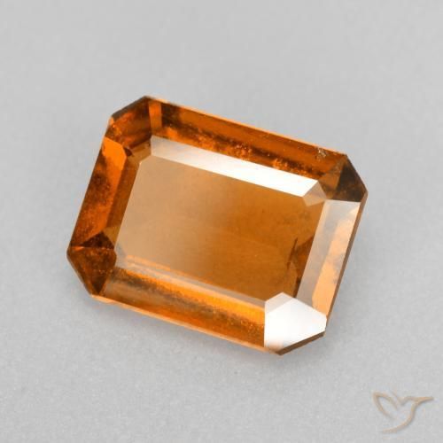 Granada hessonita laranja natural 1,98ct, corte esmeralda, VS-SI