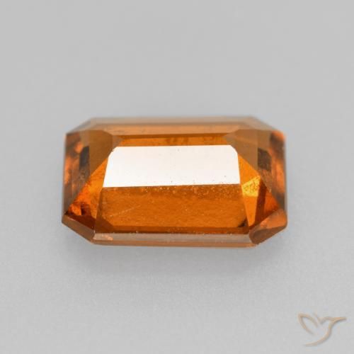 Granada hessonita laranja natural 1,98ct, corte esmeralda, VS-SI