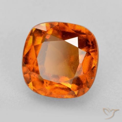 granada hessonita Laranja Profundo Natural 2.26ct, Almofada, VS