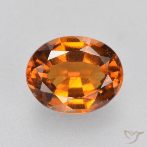 Granada hessonita laranja natural 1,47ct, corte oval, VVS-VS