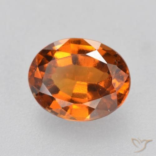 Granada hessonita laranja natural 1,47ct, corte oval, VVS-VS