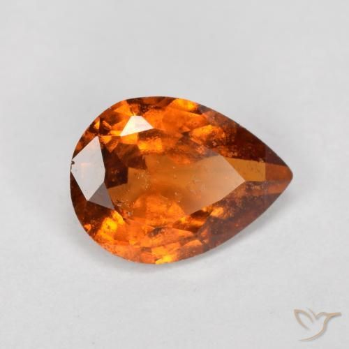 0.92ct Natural Laranja médio-escuro granada hessonita, Formato de pêra, SI