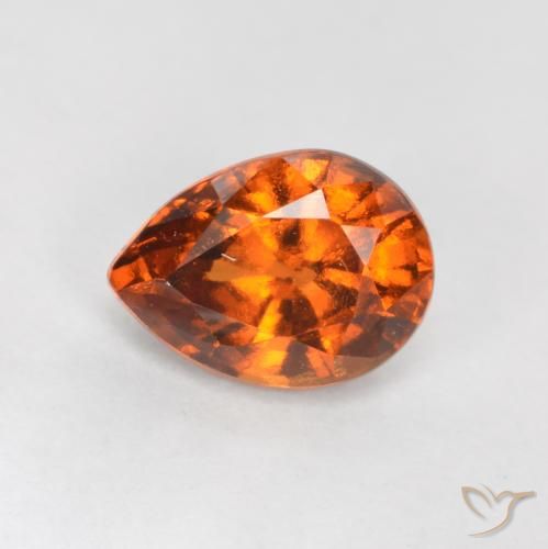 0.87ct Natural Laranja Profundo granada hessonita, Formato de pêra, VS, Photo A