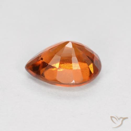 granada hessonita Laranja Profundo Natural 0.87ct, Formato de pêra, VS