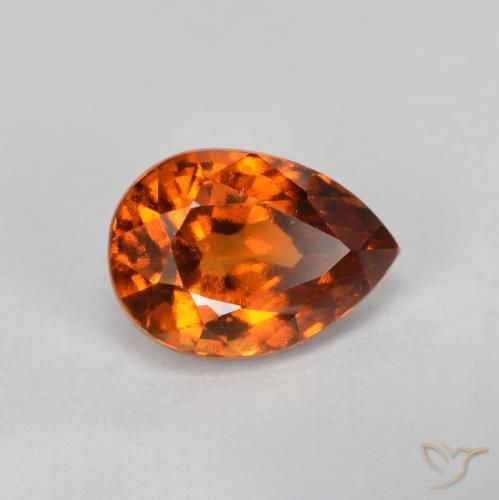 0.93ct Natural Laranja Profundo granada hessonita, Formato de pêra, VS