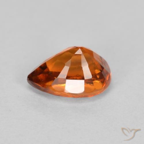 granada hessonita Laranja Profundo Natural 0.93ct, Formato de pêra, VS