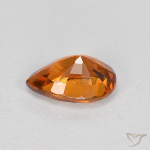 granada hessonita Laranja Profundo Natural 0.83ct, Formato de pêra, VS