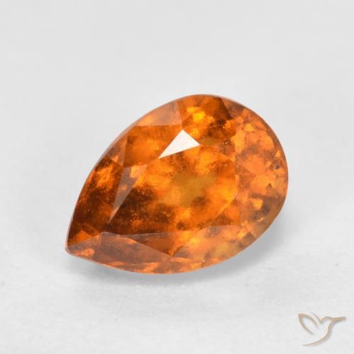 1.11ct Natural Laranja médio-escuro granada hessonita, Formato de pêra, VS-SI