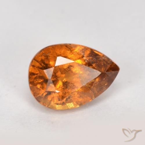 0.99ct Natural Laranja Profundo granada hessonita, Formato de pêra, SI