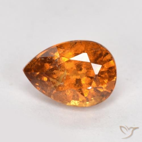 granada hessonita Laranja Profundo Natural 0.99ct, Formato de pêra, SI
