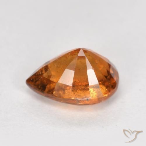 granada hessonita Laranja Profundo Natural 0.99ct, Formato de pêra, SI