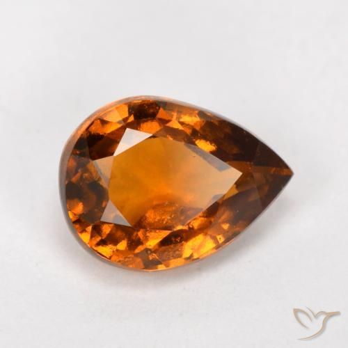 1.11ct Natural Laranja Profundo granada hessonita, Formato de pêra, VS