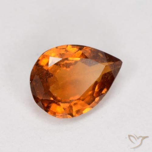 0.79ct Natural Laranja Profundo granada hessonita, Formato de pêra, VS-SI