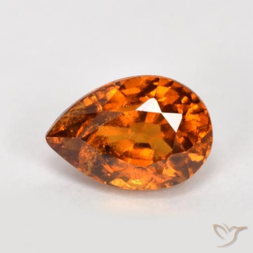 granada hessonita Laranja médio-escuro Natural 1.04ct, Formato de pêra, VS-SI