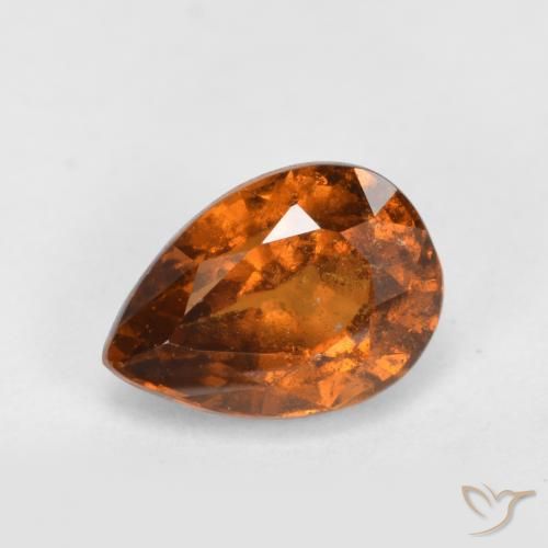 1.04ct Natural Laranja médio-escuro granada hessonita, Formato de pêra, VS-SI