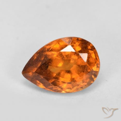 0.98ct Natural Laranja médio-escuro granada hessonita, Formato de pêra, VS-SI