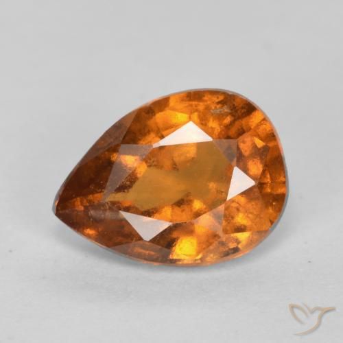 0.98ct Natural Laranja médio-escuro granada hessonita, Formato de pêra, VS-SI
