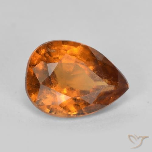 granada hessonita Laranja médio-escuro Natural 0.98ct, Formato de pêra, VS-SI