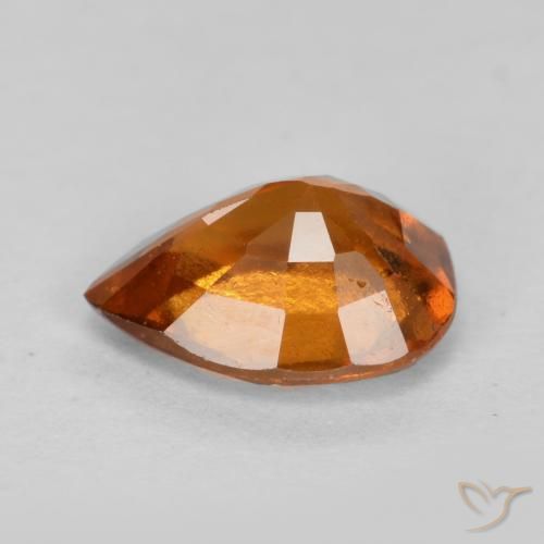 granada hessonita Laranja médio-escuro Natural 0.98ct, Formato de pêra, VS-SI
