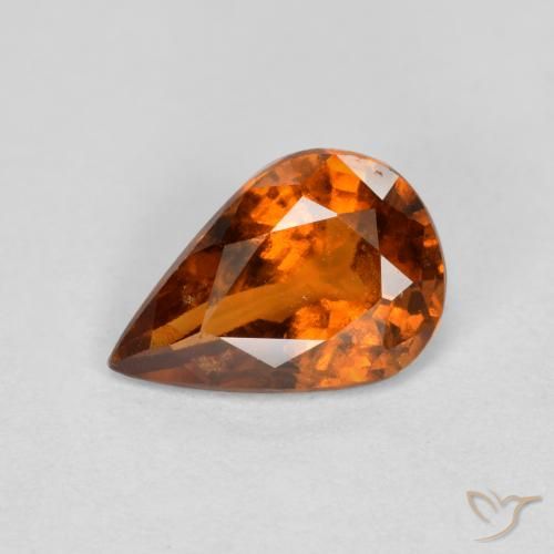 0.85ct Natural laranja avermelhado granada hessonita, Formato de pêra, VS-SI