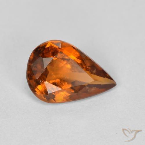 granada hessonita laranja avermelhado Natural 0.85ct, Formato de pêra, VS-SI