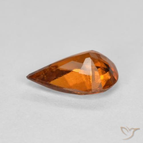 granada hessonita laranja avermelhado Natural 0.85ct, Formato de pêra, VS-SI