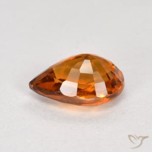granada hessonita Laranja Profundo Natural 0.81ct, Formato de pêra, VS