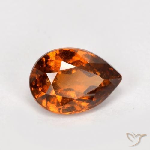 0.85ct Natural laranja avermelhado granada hessonita, Formato de pêra, VS-SI