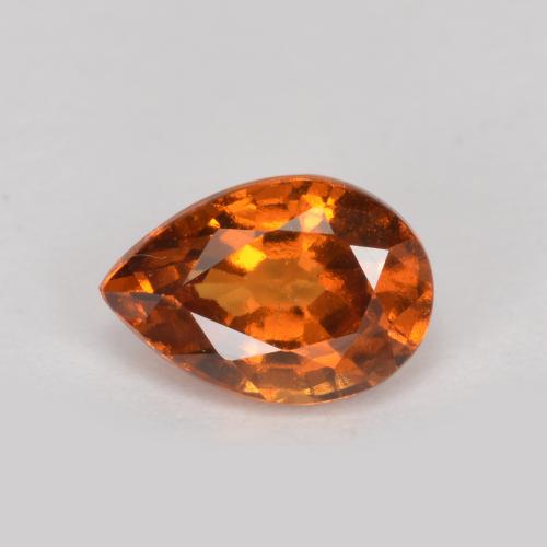 Granada hessonita laranja natural 0,74ct, formato de pêra, VS-SI