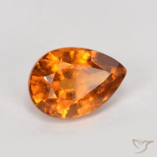 0.91ct Natural Laranja médio-escuro granada hessonita, Formato de pêra, VS-SI