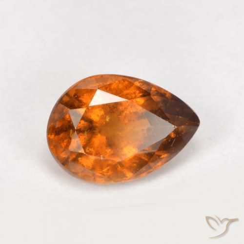 0.84ct Natural Laranja médio-escuro granada hessonita, Formato de pêra, SI