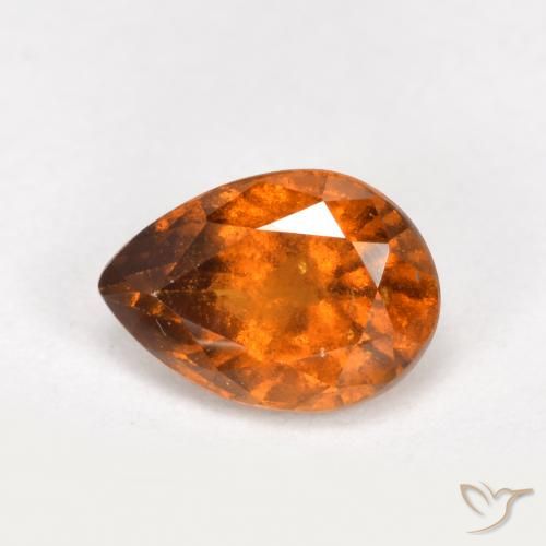 granada hessonita Laranja médio-escuro Natural 0.84ct, Formato de pêra, SI
