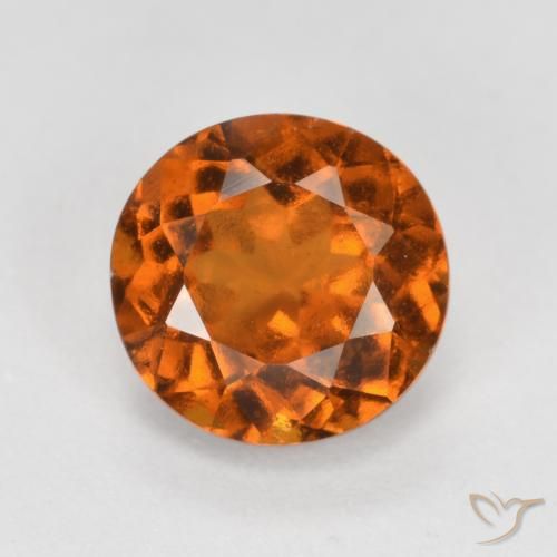 1.46ct Natural Laranja Profundo granada hessonita, Redondo, VS